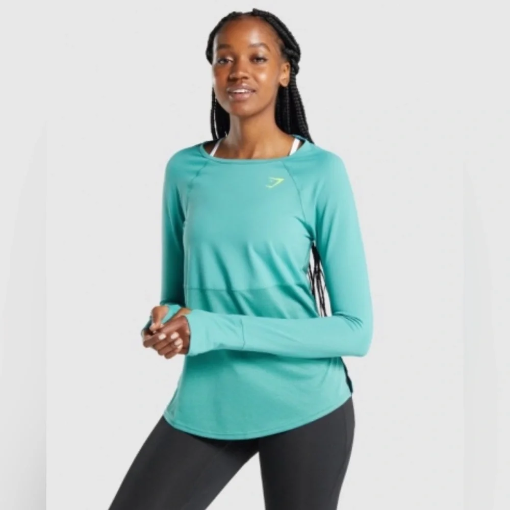 NWOT Gymshark Pulse Long Sleeve Teal - Picture 1 of 16